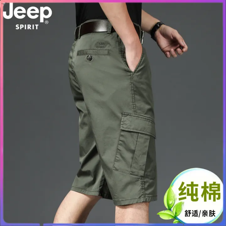 JEEP SPIRIT Summer Cargo Shorts Men Casual Cotton MultiPocket Military