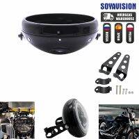 Motorcycle Universal 7 Headlight Housing Shell Lamp Bucket Bottom Mount Bucket Fits For Honda CB400 Hornet Suzuki Kawasaki Yama