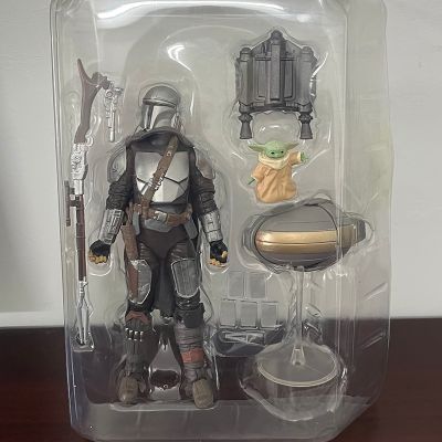 ZZOOI Star Wars Figures Black Series Figure Din Djarin The Mandalorian and The Child Baby Yoda Action Figure Model Toys Doll Gift