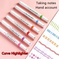 1/3/6Pcs/set Kawaii Flowers Line Shaped Highlighter Gel Pen Roller Tip Curve Liner Marker for Journaling Drawing Cute Stationery