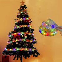 LED Ribbon Fairy Lights Garland Christmas Tree Bow Decoration New Years Living Room Wedding Party Decor Battery Powered Lamp