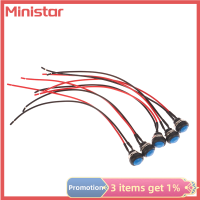 Ministar สวิตช์ปุ่มกดชั่วขณะ5ชิ้น12มม. สวิทช์กลมขนาดเล็กกันน้ำ1A 250V AC SPST ไม่มี2พินพร้อมสายบัดกรีล่วงหน้า