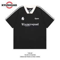 KYUSHUAD เสื้อยืดผู้ชายแขนสั้นอเมริกาแบบย้อนยุคอินเทรนด์ไฮสตรีทบอย