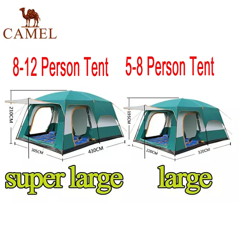 Local Seller Ready Stock Ship Within 24 Hours Camel Outdoor 5 8 Person 8 12 Person Large Camping Tent Waterproof Family Tents Two Bedroom And A Living Room Tent Ultra Large High Quality Waterproof Camping