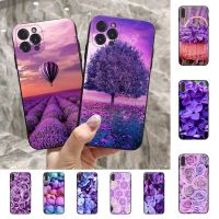 FHNBLJ เคสโทรศัพท์สีม่วงสวยงามสำหรับ iPhone 13 Pro MAX 14 11 12 Mini X XS XR 6 7 8 Plus SE 2020เคส TPU นิ่ม