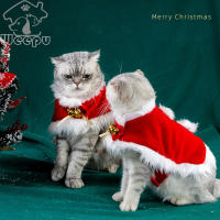 Pet Cat Christmas Warm Cloak With Bells ปรับความยาวได้นุ่มสบาย Windproof Cloak สำหรับตกแต่งปีใหม่