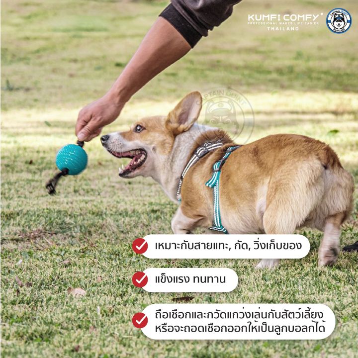 ลูกบอลกัดเล่น-ของเล่นสุนัข-ball-on-rope-chew-kumfi-comfy-จากตัวแทนจำหน่ายอย่างเป็นทางการ-เจ้าเดียวในประเทศไทย