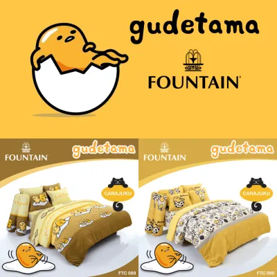 FOUNTAIN ชุดผ้าปูที่นอน 6 ฟุต (ไม่รวมผ้านวม) ไข่ขี้เกียจ Gudetama (ชุด 5 ชิ้น) (เลือกสินค้าที่ตัวเลือก) #ฟาวเท่น ผ้าปู ผ้าปูที่นอน กุเดทามะ