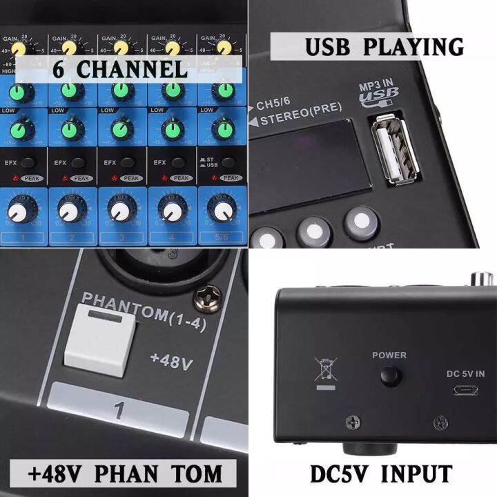 lxjมิกเซอร์-dx-06-มิกซ์เซอร์-6-มืออาชีพ6-ช่อง-usb-บลูทู-ธ-ผสม-dsp-usb-ดีเจเสียงผสม-48-โวลต์ผีพาวเวอร์สำหรับบ้าน-ktv-สดมินิ-หน้าจอดิจิตอลอัดเสียงได้-dx-06