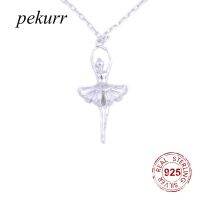 Pekurr 925เงินสเตอร์ลิงเด็กผู้หญิงเต้นบัลเล่ต์นักบัลเล่ต์จี้สร้อยคอสำหรับผู้หญิงของขวัญเครื่องประดับโซ่เงินที่สง่างาม