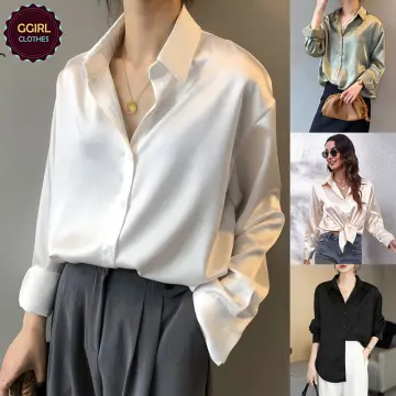 Shop White Silk Long Sleeve Shirt For Women with great discounts and prices  online - Dec 2023