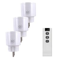 ⊕ Wireless Switch RF433MHz Remote Control Power Socket EU Plug 10A 220V AC For Control Lights and Household Appliances