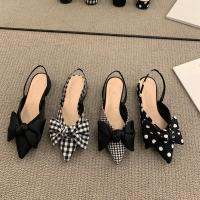 New Fashion Bowtie Polka Dot Women Shoes Pointed Toe Sandals Luxury Sandals Women Designers Elegant Party Sandalias Mujer 2020