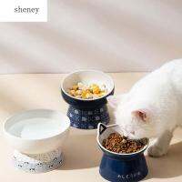 SHENEY ถ้วยใส่สุนัขแมวสัตว์เลี้ยงอัตโนมัติสำหรับแมวเครื่องดื่มป้อนแบบเอียงยกระดับอุปกรณ์สำหรับชามอาหารแมวแมวภาชนะใส่เครื่องป้อนน้ำ