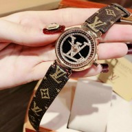SIÊU HOT  Đồng hồ LV Louis Vuitton nữ mặt đính đá dây da cao cấp- Đồng hồ thumbnail