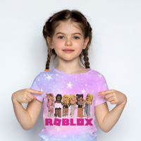 Kids Girls ROBLOX Print Round Neck T-Shirt Street Casual Shirt Top