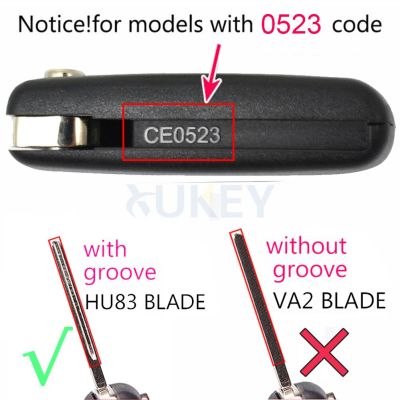 ปลอกหุ้มกุญแจรถยนต์แบบพับได้แบบพับได้สำหรับ CE0523เปอโยต์306 308 3008สำหรับ Citroen C2 C4 Berlingo HU83 3ปุ่ม