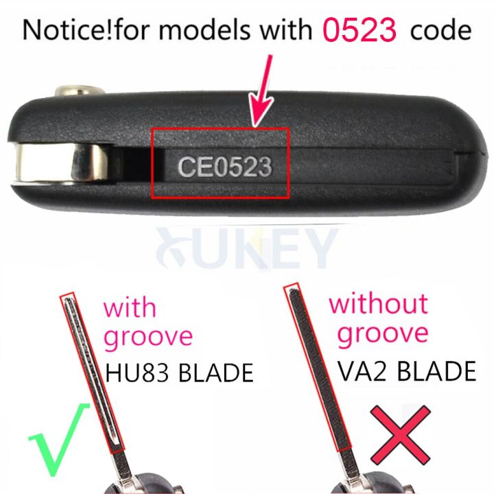 ปลอกหุ้มกุญแจรถยนต์แบบพับได้แบบพับได้สำหรับ-ce0523เปอโยต์306-308-3008สำหรับ-citroen-c2-c4-berlingo-hu83-3ปุ่ม