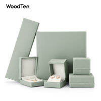 WoodTen เครื่องประดับกำมะหยี่แหวนต่างหูจี้สร้อยคอกล่องเก็บเครื่องประดับกล่องของขวัญวันเกิดกรณีข้อเสนอวันครบรอบกล่อง H120