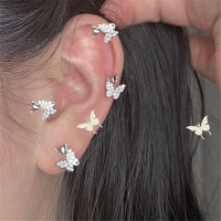 ※Ready Stock※ Fashion Earrings Jewelry Korean Alloy Rhinestone Crystal Butterfly Ear Stud Clips for Women