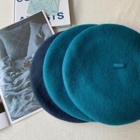 Luna amp;Dolphin Women 90 Wool Mushroom Rimi Blue Berets Autumn Winter Deep Eaves Knitting Artist Cap Painter Beanie Hat Sweet Color