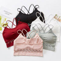 เซ็กซี่ Tube TOP ผู้หญิง CROSS สายรัด Hollow outerie GYM lette โยคะชุดชั้นในสาวเต็มถ้วย s Push Up Ves