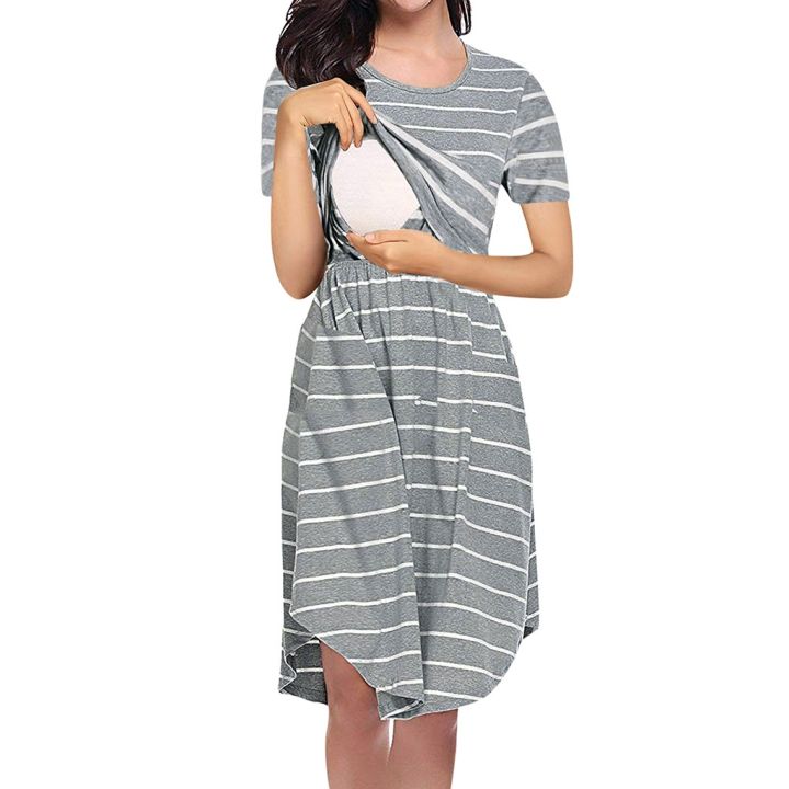vestido-de-maternidade-listrado-para-mulheres-pijama-multifuncional-maternidade-patchwork-novo-design-ver-o