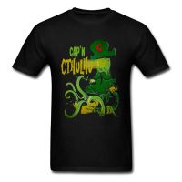 Cap N Cthulhu T Shirt For Man Stranger Things Tee Black Green Clothing Weird Cartoon Tshirt Printed