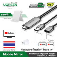 UGREEN สายนำภาพขึ้นจอ จากมือถือ ขึ้นจอทีวี, โปรเจคเตอร์, จอคอม Mobile Mirror TV, Projector, Monitor for Micro USB Lighting USB to HDMI Digital AV Adapter ใช้ได้กับ iPhone iOS และ Android Samsung สายยาว 1.5 เมตร รุ่น 50291 (สีเทา)