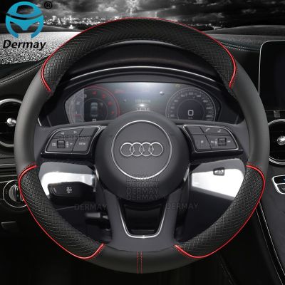 ที่คลุมพวงมาลัยรถสปอร์ตหนังไมโครไฟเบอร์กันลื่นสำหรับ Audi A1 8X A2 A3 Q3 Q5 Q2 A4 A5 A6อุปกรณ์ตกแต่งรถยนต์ Avant