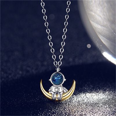 Simple Spaceman Moon Couples Necklace For Women Men Fashion Choker Milky Way Astronaut Pendant Necklaces Jewelry Romantic Gifts