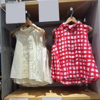 Tengrui Uniqlo2022 summer womens plaid pleated shirt doll shirt sleeveless vest S447556/S451547