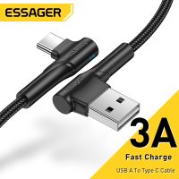 【Super Like】 Essager สาย USB C 3A สายชาร์จอย่างรวดเร็ว Type C สำหรับ Samsung Xiaomi Huawei Redmi โทรศัพท์มือถือ90องศาสายชาร์จสายข้อมูล