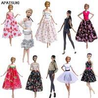 Fashion Doll Clothes For Barbie Doll Outfits Floral Party Dress Gown Shirt amp; Midi Skirt Dress 1/6 Dolls Accessories Kids Toy