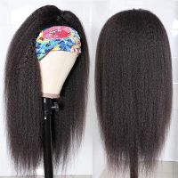 Kinky Straight Headband Wig For Black Women Synthetic zilian Hair Wigs Yaki Straight Head Band Wigs On Sale Looks Natural