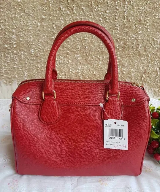 Buy Coach Crossgrain Leather Mini Bennett Satchel F57521 Bright Red at