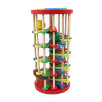 2021Creative block of inligence shaped like pound and roll wooden tower with hammer hit the ball rolling ladders baby toys better