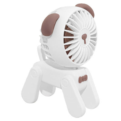 Mini Decoration Fans Cute Pet Dog Rechargeable USB Small Electric Fan Student Dormitory Decoration Fan White