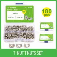 ✱∋ 2020 Series Aluminium Profile M3 M4 M5 T Nuts Set Hammer Nut Connector Nickel Plated 90/150/180 Pcs T Track Fasteners Tool Kit