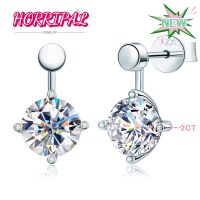 HORRIPAL 2CTTW DVVS1 Round Moissanite Ear Studs S925 Sterling Silver Luxury Stylish Dating Birthday Earrings Gift for Women GRA