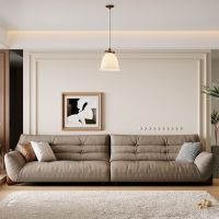 Minimalist Italian Sofa - Real Leather, First Layer Cowhide, Inline Three-Seater for Small Households - Upgrade Your Space with Quality and Style