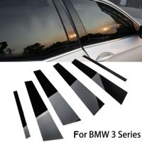 6 * ขอบหน้าต่างรถ,ตกแต่งขอบประตูอุปกรณ์เสริมรถยนต์สีดำสว่างสำหรับ BMW 328i F30 335i