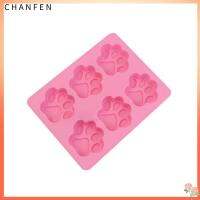 CHANFEN แม่พิมพ์ทำสบู่ฟองดองท์ช็อคโกแลตชูการ์คราฟท์6-ตกแต่งเค้กรูปอุ้งเท้าแมวแบบทำมือ