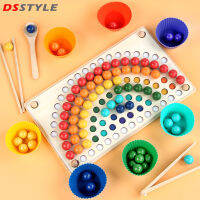 DSstyles เกมลูกปัดไม้กิ๊บติดผมสีรุ้งสำหรับเด็กของเล่นเพื่อการศึกษาจับคู่การเรียงลำดับสีสำหรับเด็กหญิงเด็กชาย Kado Ulang Tahun