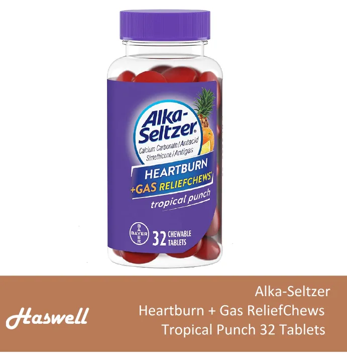 (32 Tablets) Alka-Seltzer Heartburn + Gas ReliefChews -tropical Punch ...