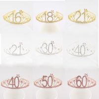 (TEX)Metal Crown Headband Princess Hairband Birthday Tiara Decor Wedding Women Anniversary Party Decorations 16th 18th 21th 30th 40th