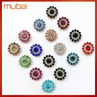 MUBAI 10PCS 14mm ก้นเหล็ก รูปดอกไม้ ที่เป็นประกาย หินแก้วคริสตัล ตกแต่งเสื้อผ้า พลอยเทียม ปุ่ม