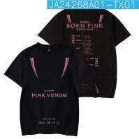 K-Pop Star Blackpinks เสื้อแขนสั้นเสื้อยืดพิมพ์ภาพคอกลม2022เวิลด์ทัวร์คอนเสิร์ตเสื้อพิมพ์ลายสำหรับผู้ชายผู้หญิง