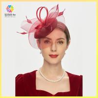 LJ5FD14O สีทึบทึบ หมวกทรง pillbox พร้อมขนนก น้ำหนักเบามาก หมวก fascinator สง่างามเรียบหรู งานทำมือ ตาข่ายคาดศีรษะ งานเลี้ยงน้ำชาปาร์ตี้