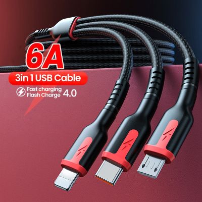 3 In 1 Fast Charging Cable For iPhone Huawei Micro USB Type C Charger Cable Micro Usb Port Multiple Usb Charging Cord For Xiaomi Wall Chargers